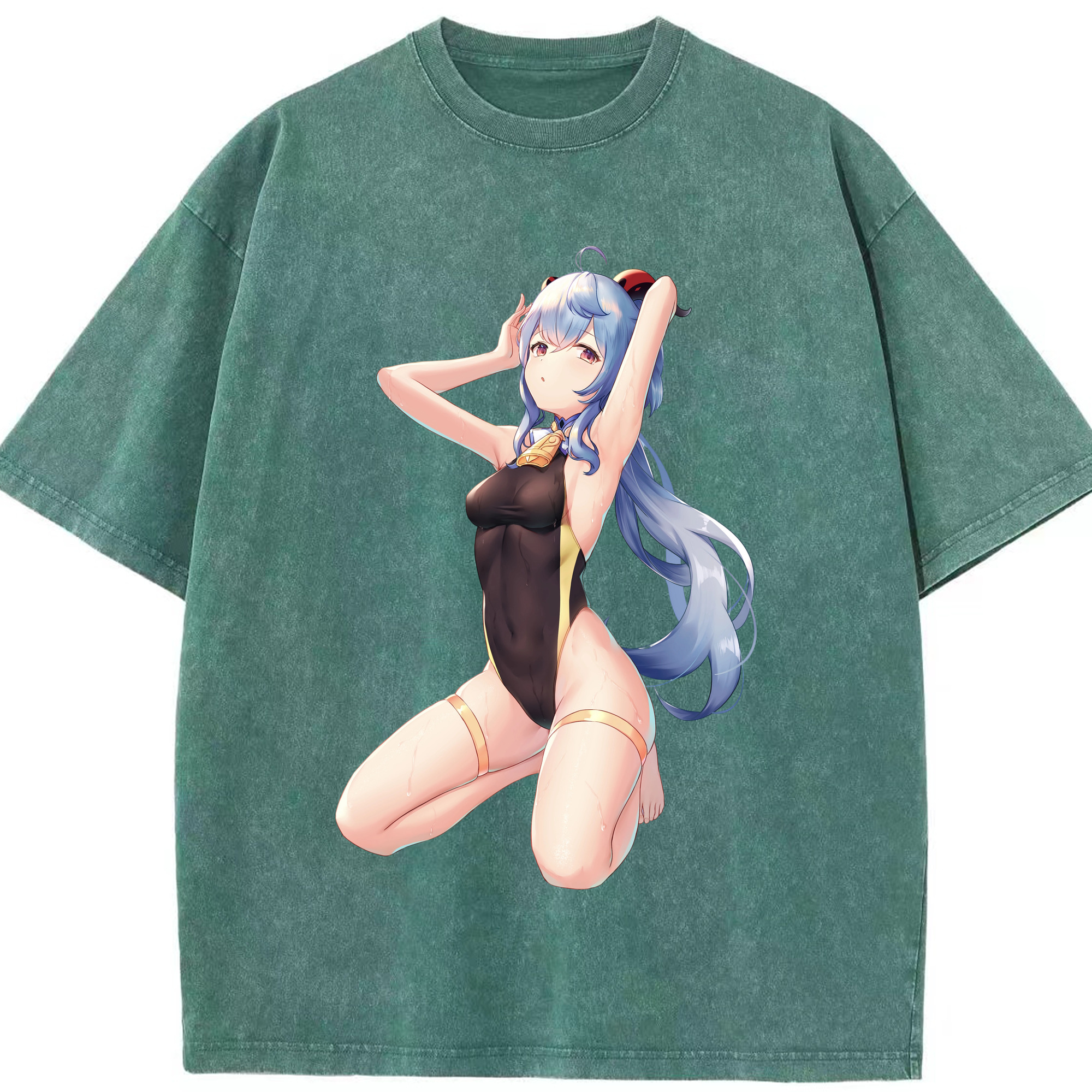 げんし神 甘雨 かんう genshin Ganyu 綿100% ヴィンテージ風 半袖Tシャツ（フロントプリント）